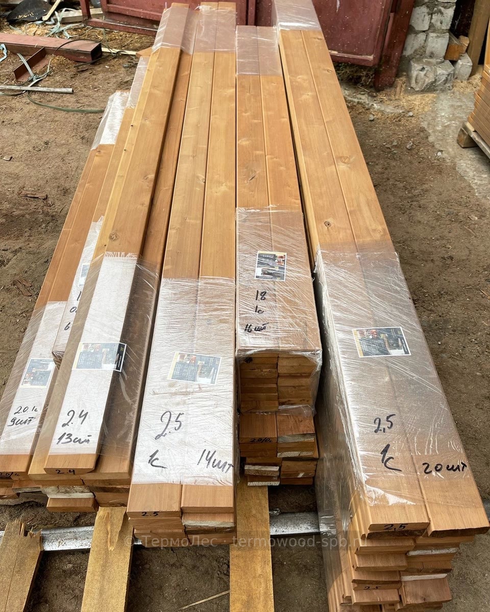 Полок из термоосины/ольхи 27×120 мм (1500–3000 мм)