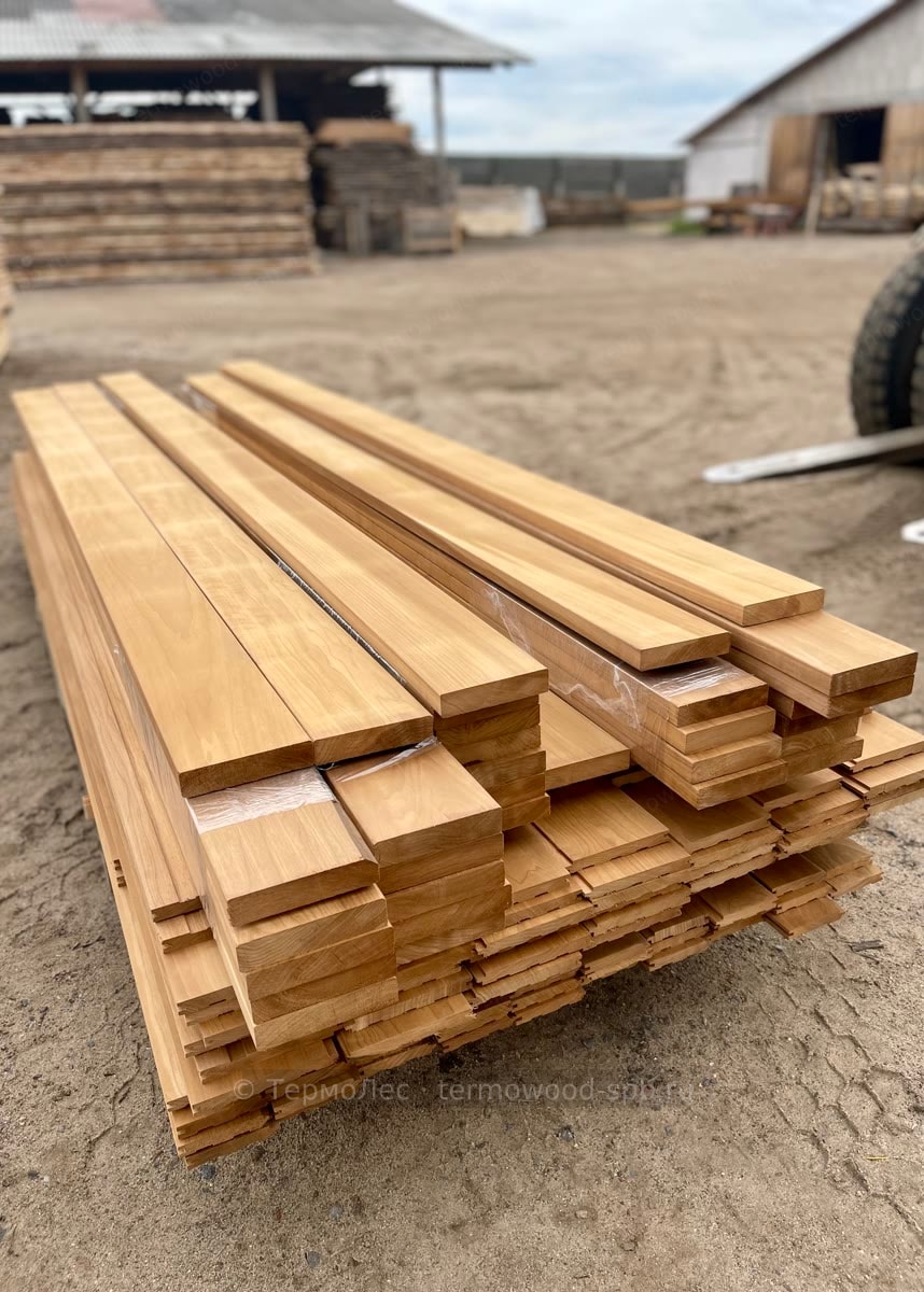 Полок из термоосины/ольхи 27×90 мм (1500–3000 мм)