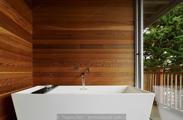 Ванная комната, отделка термоясенем